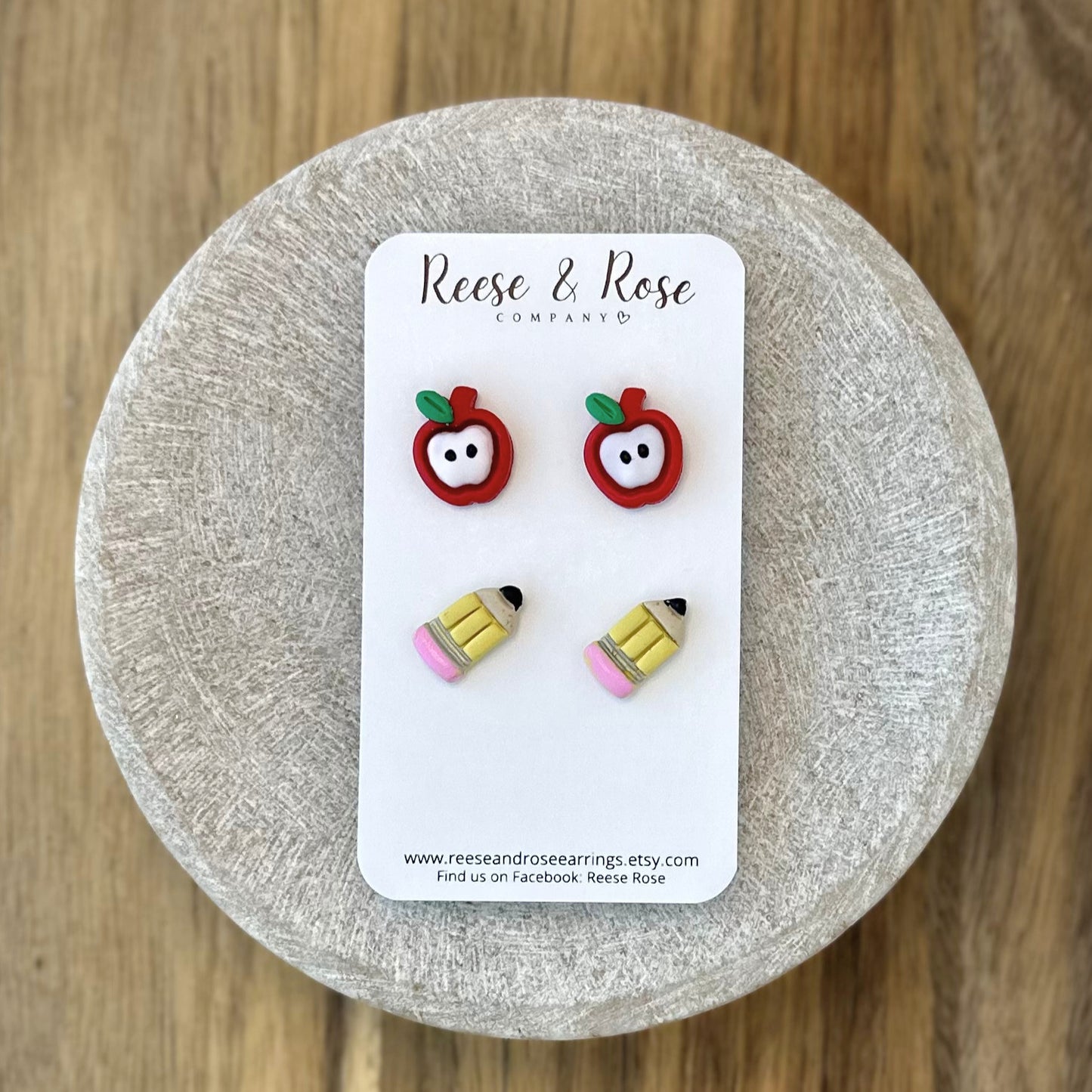 Apples & Pencils Studs