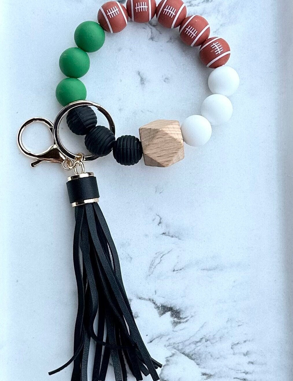 Personalized Football Wristlet Keychains