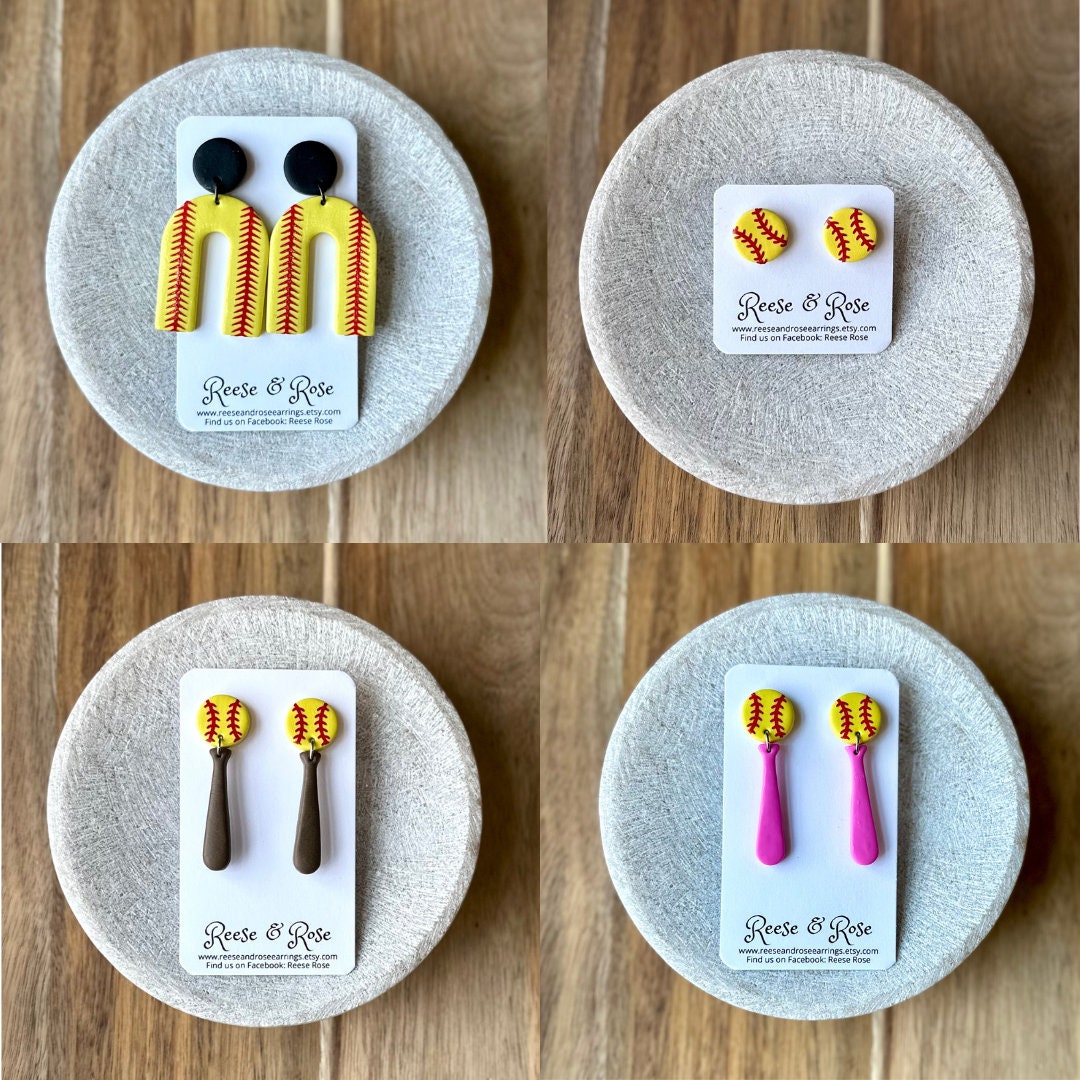 Softball Bat & Ball Earrings