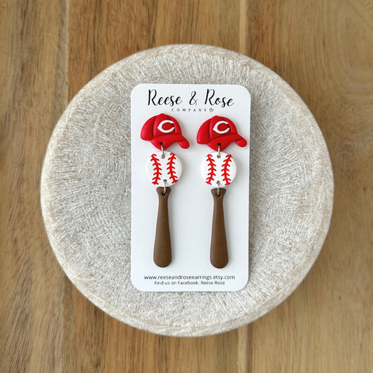 Cincinnati Reds Baseball Earrings