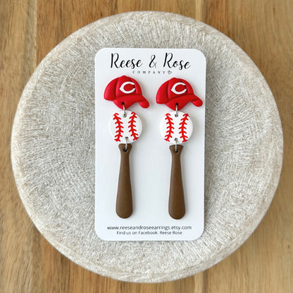 Cincinnati Reds Baseball Earrings