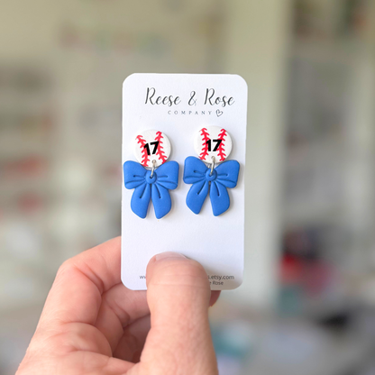 Baseball Earrings with Bows