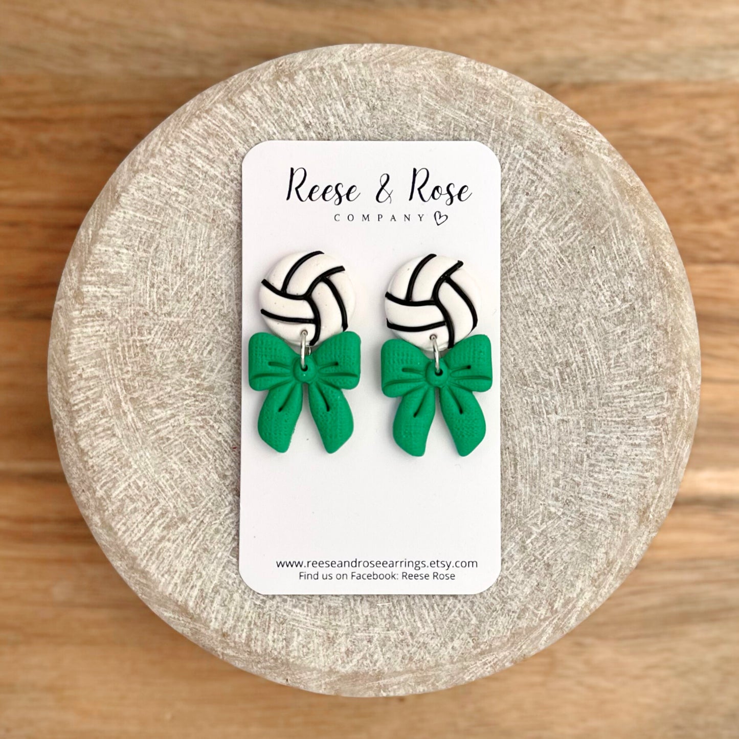Volleyball Earrings- Choose Bow Color