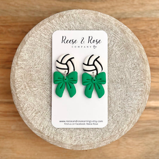 Volleyball Earrings- Choose Bow Color