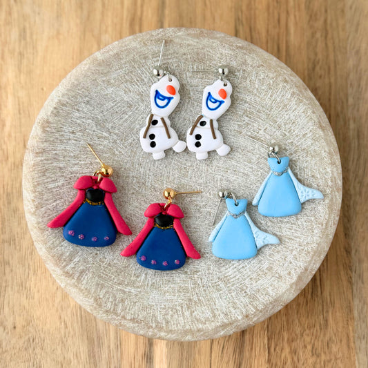 Happy Snowman and Princess Earrings