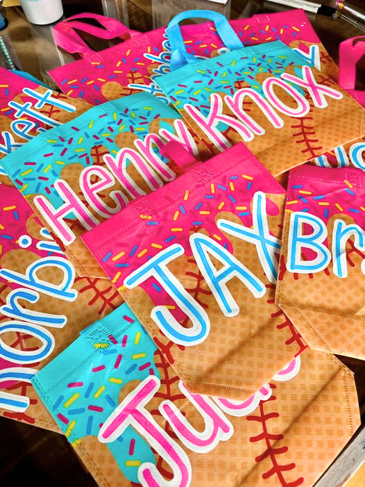 Painted Ice Cream Drip Baseball Gift Bags