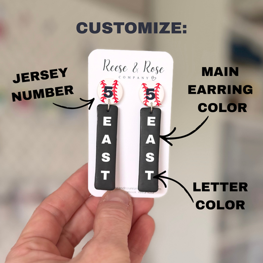 Baseball Team Name + Jersey # Earrings