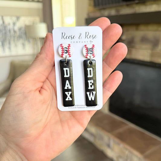 Baseball Team Name + Jersey # Earrings