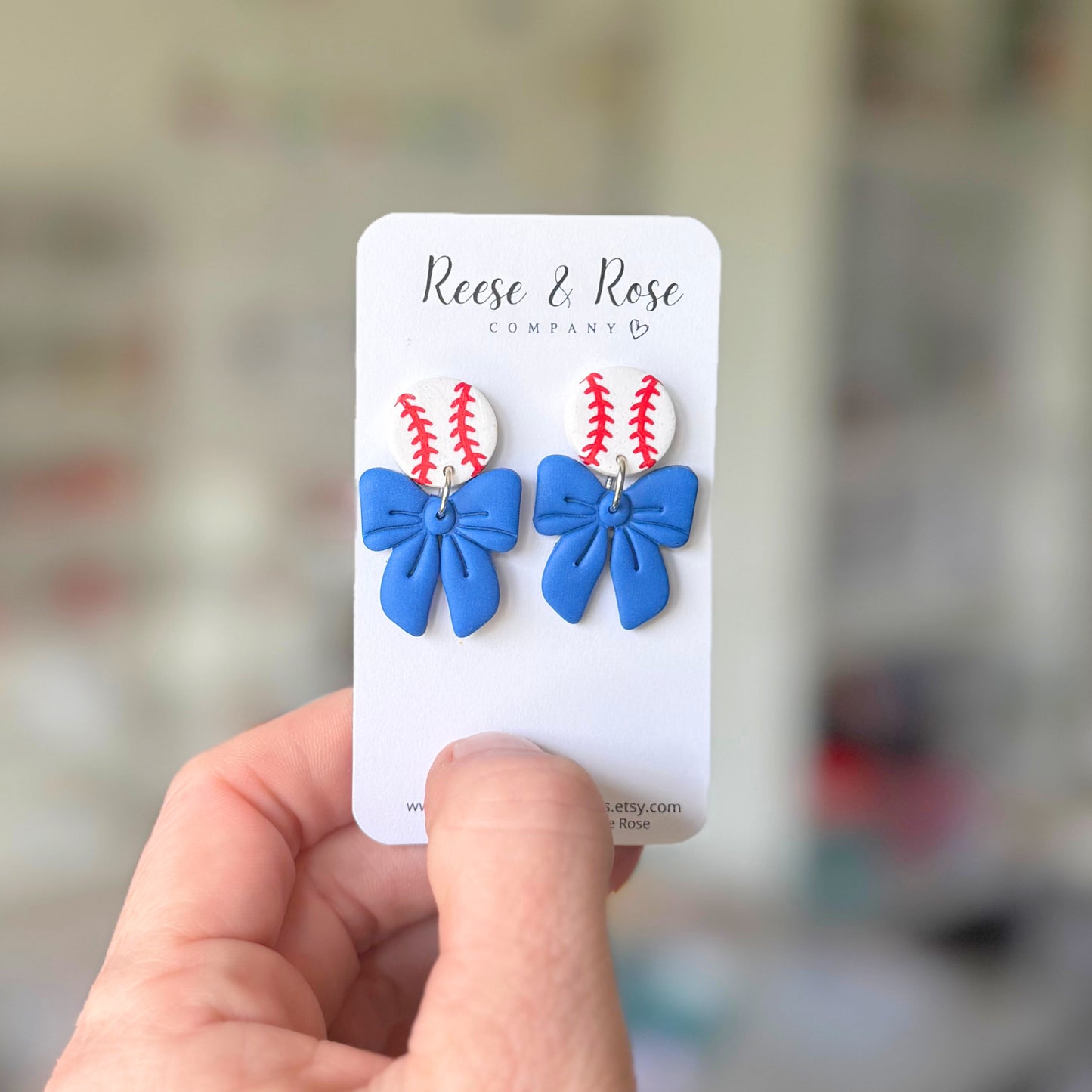 Baseball Earrings with Bows