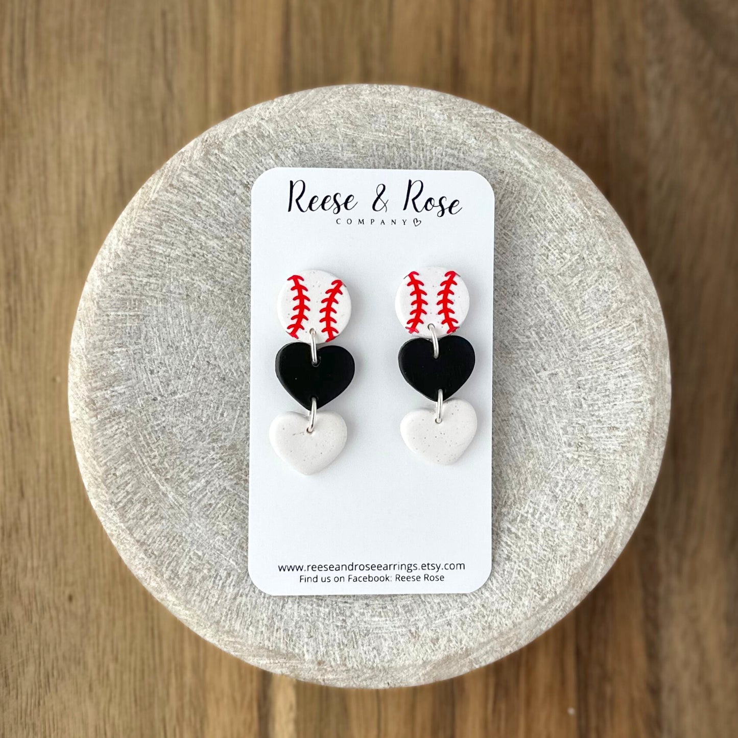 Heart Baseball Earrings