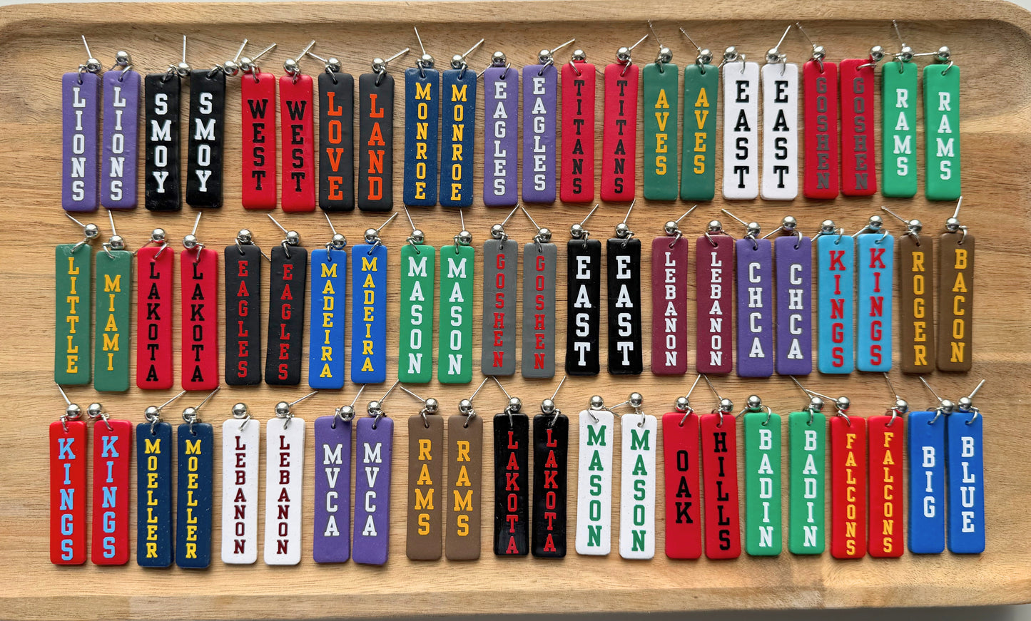 *Best Seller* School/Team Name Earrings