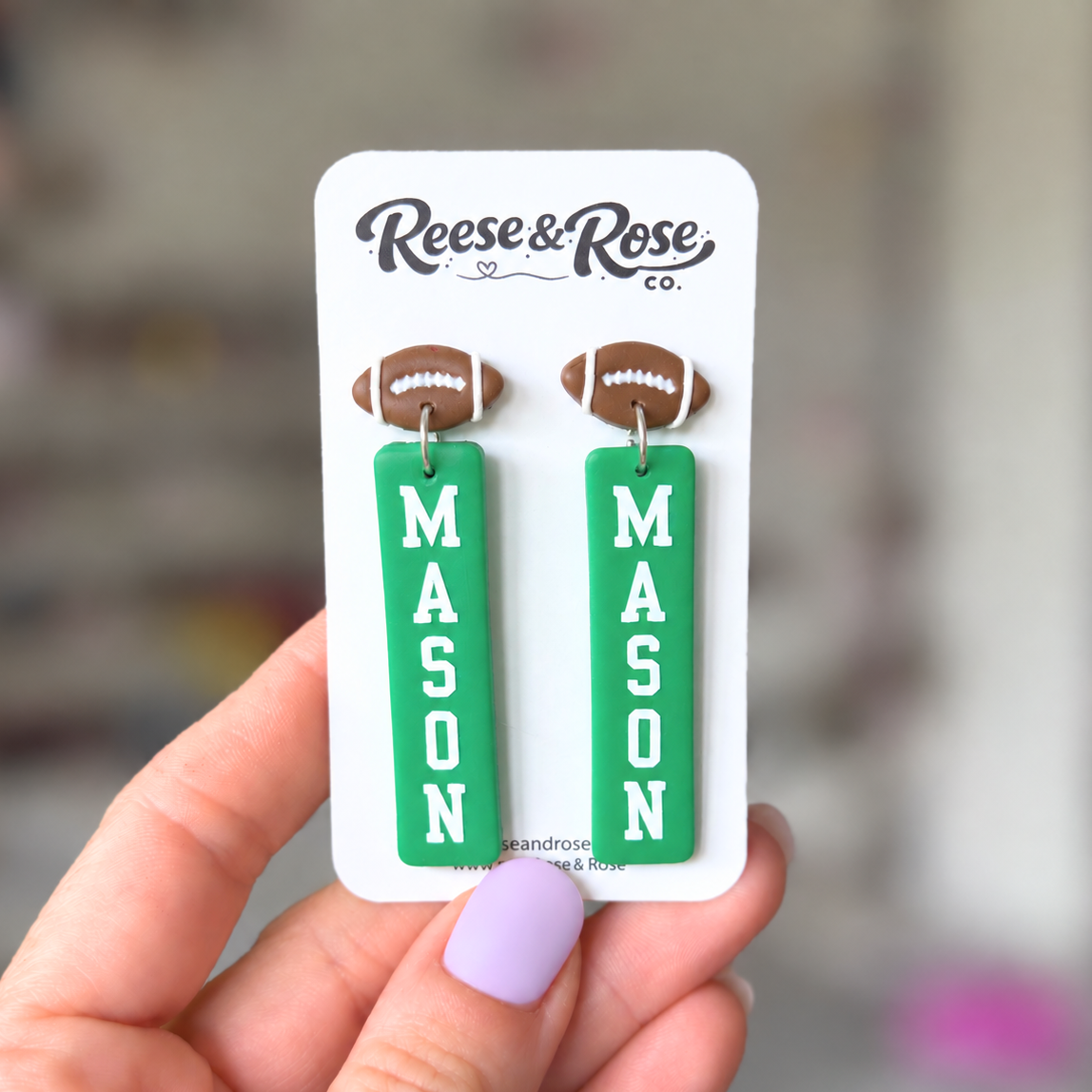 Mason Football Earrings