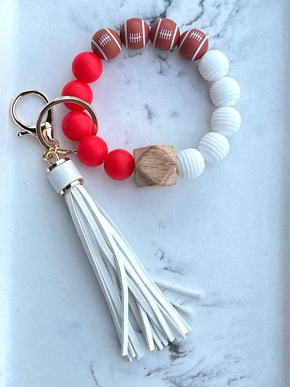 Personalized Football Wristlet Keychains