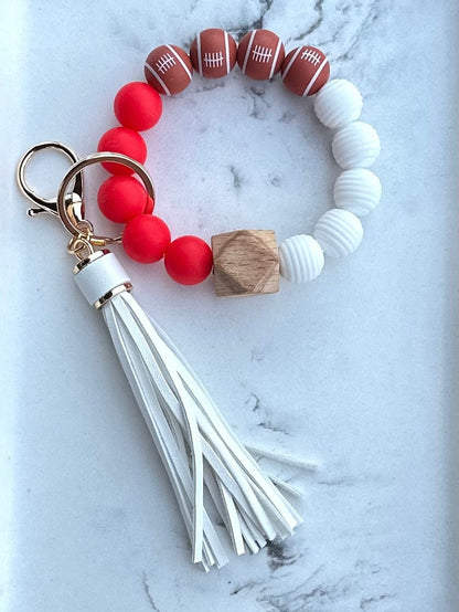 Personalized Football Wristlet Keychains