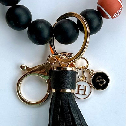 Personalized Cincinnati Bengals Wristlet Keychains / Orange and Black Football Keychains