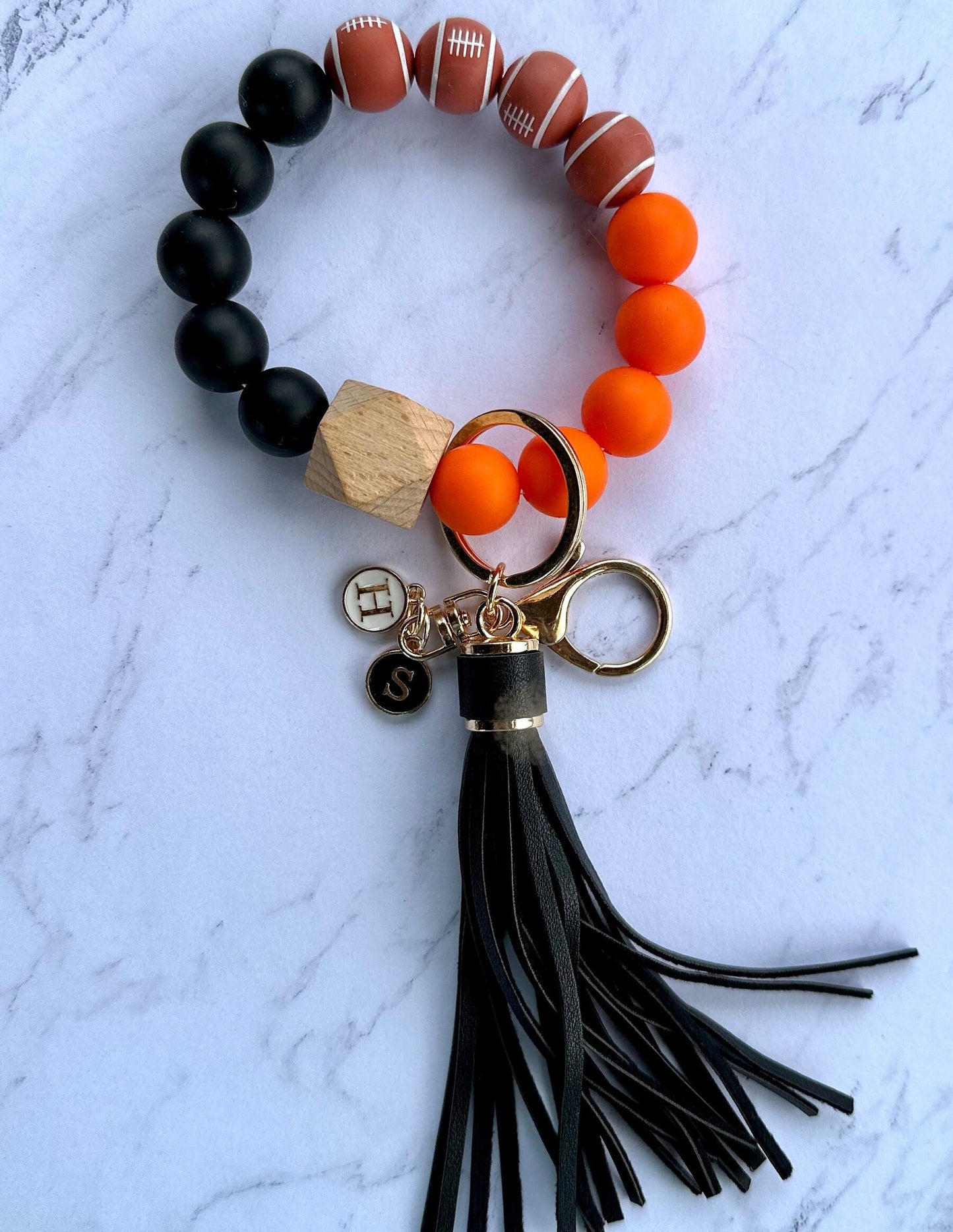 Personalized Football Wristlet Keychains