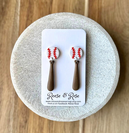 Baseball + Bat Earrings