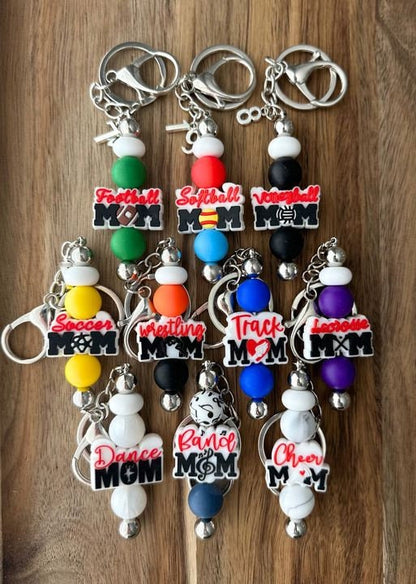 Sports Mom Keychain / Baseball / Soccer / Softball / Volleyball / Football / Lacrosse / Wrestling / Track / Cheer / Dance / Band / Team Fan