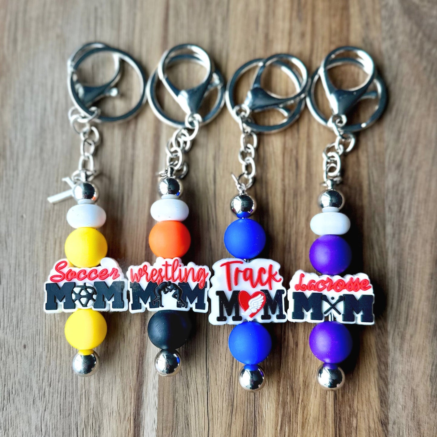 Sports Mom Keychain / Baseball / Soccer / Softball / Volleyball / Football / Lacrosse / Wrestling / Track / Cheer / Dance / Band / Team Fan