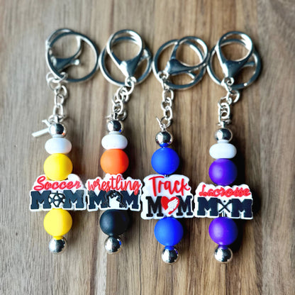Sports Mom Keychain / Baseball / Soccer / Softball / Volleyball / Football / Lacrosse / Wrestling / Track / Cheer / Dance / Band / Team Fan