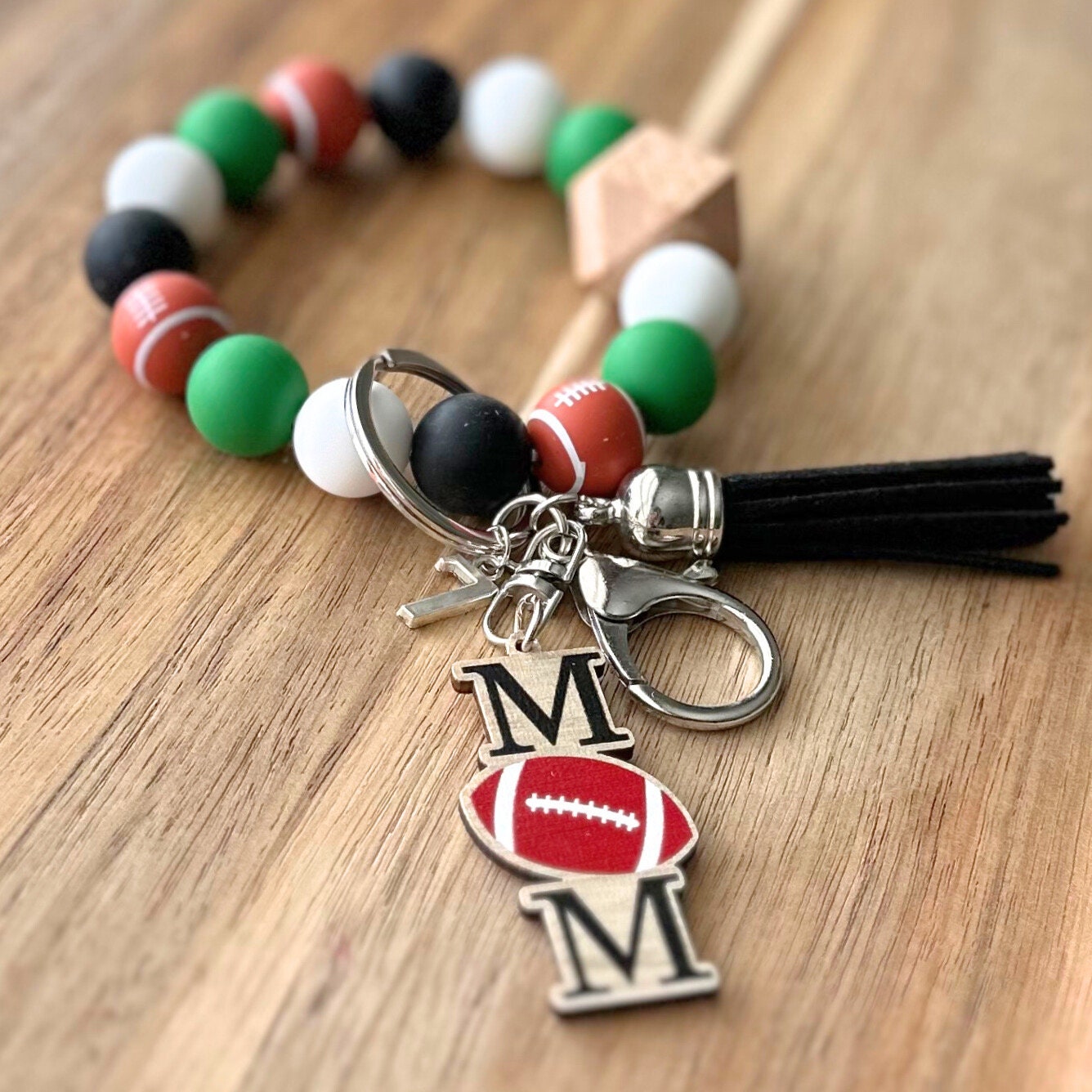 Personalized Football Wristlet Keychains