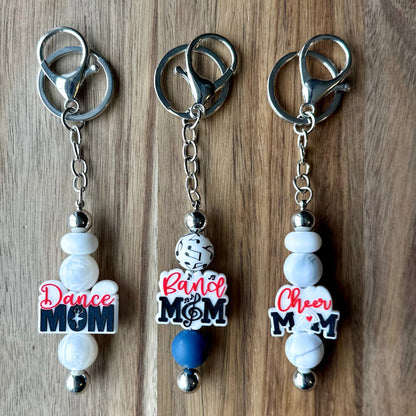 Sports Mom Keychain / Baseball / Soccer / Softball / Volleyball / Football / Lacrosse / Wrestling / Track / Cheer / Dance / Band / Team Fan