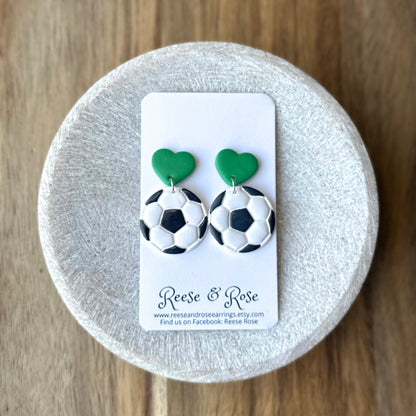 Personalized Polymer Clay Soccer Earrings