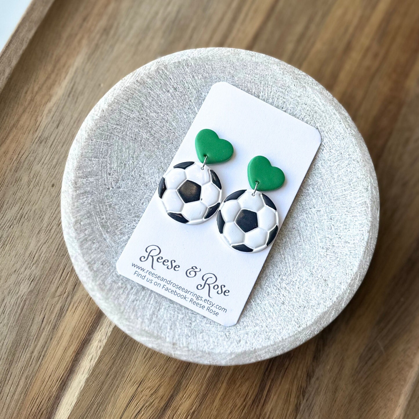 Personalized Polymer Clay Soccer Earrings