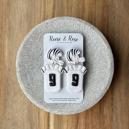 Cincinnati Bengals White Out Jersey Earrings