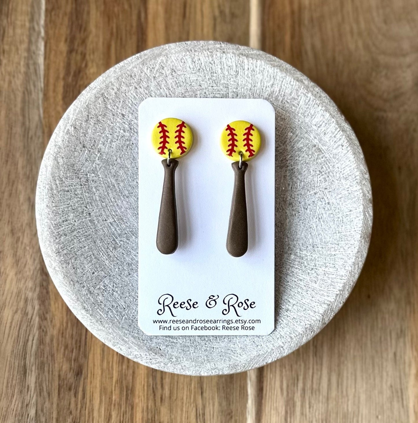 Softball Bat & Ball Earrings