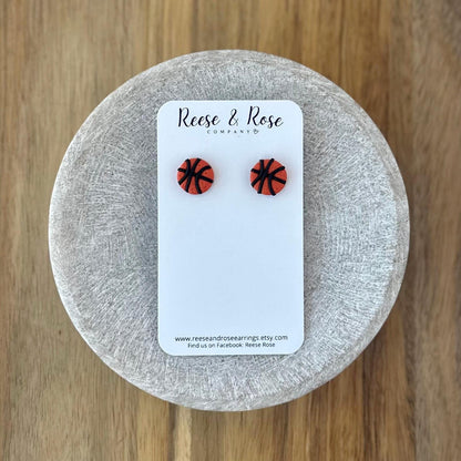 Polymer Clay Stud Basketball Earrings