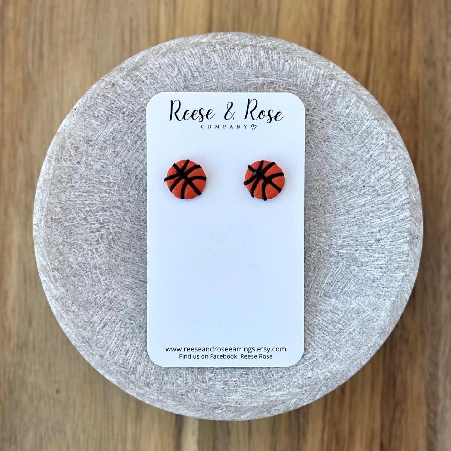 Polymer Clay Stud Basketball Earrings