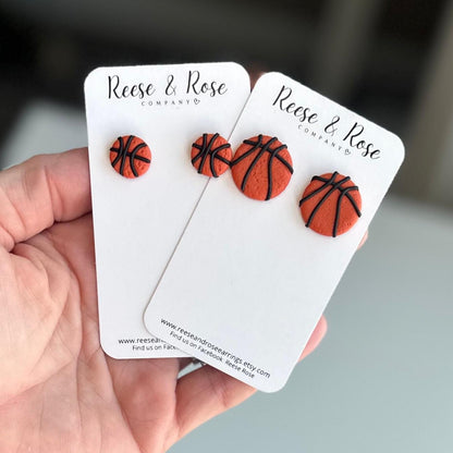 Polymer Clay Stud Basketball Earrings