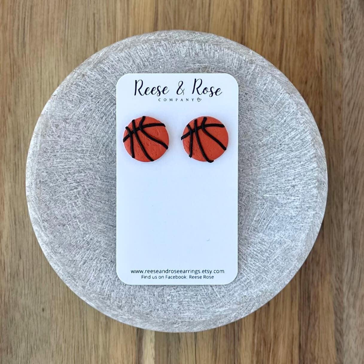 Polymer Clay Stud Basketball Earrings