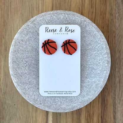 Polymer Clay Stud Basketball Earrings