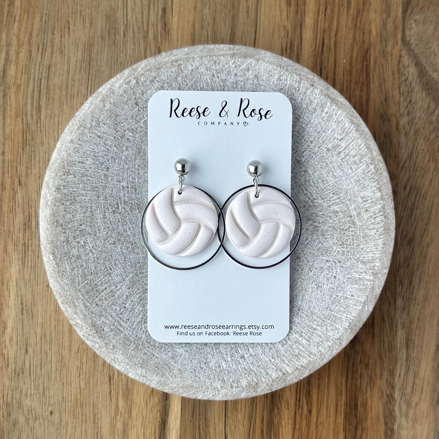 Lightweight Polymer Clay Volleyball Earrings