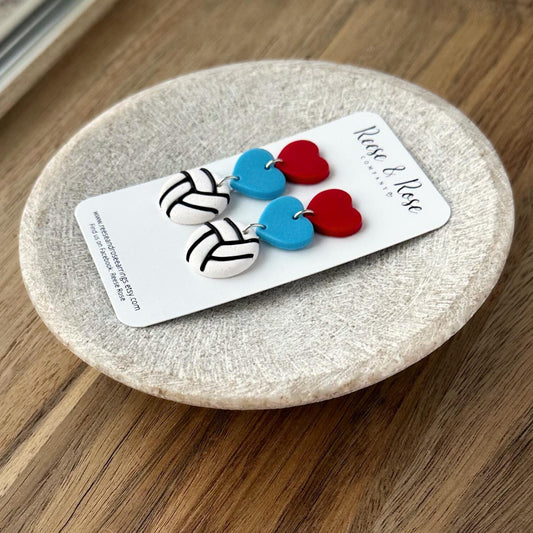 Custom Polymer Clay Volleyball Earrings