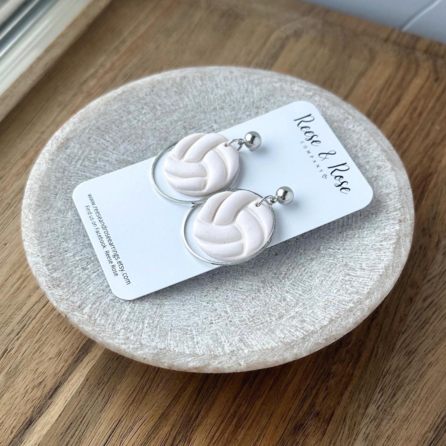 Lightweight Polymer Clay Volleyball Earrings