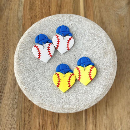 Custom Softball and Baseball Heart Earrings