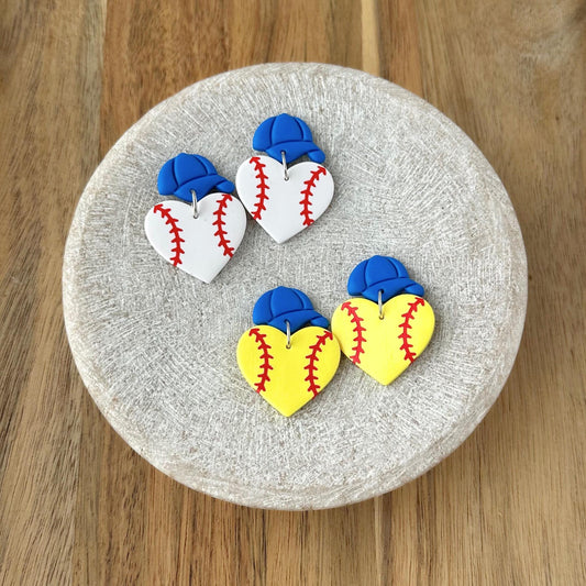 Custom Softball and Baseball Heart Earrings