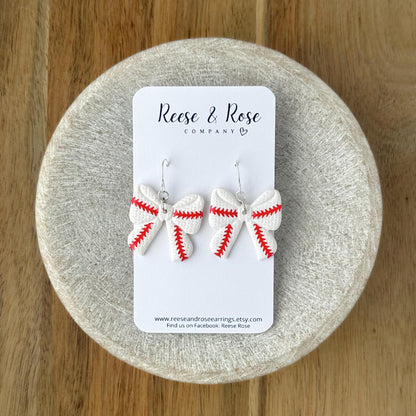 Baseball and Softball Bow Earrings