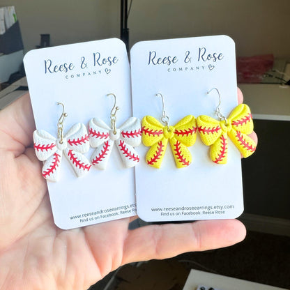 Baseball and Softball Bow Earrings