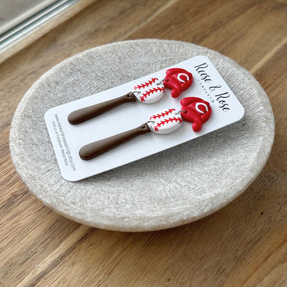 Cincinnati Reds Baseball Earrings