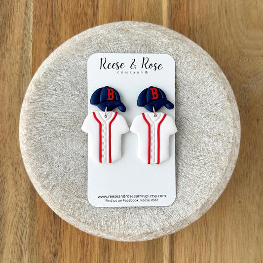Boston Red Sox Baseball Earrings
