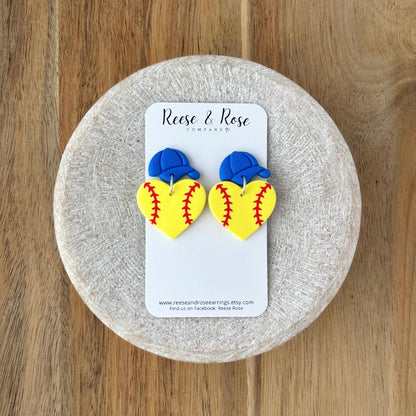 Custom Softball and Baseball Heart Earrings