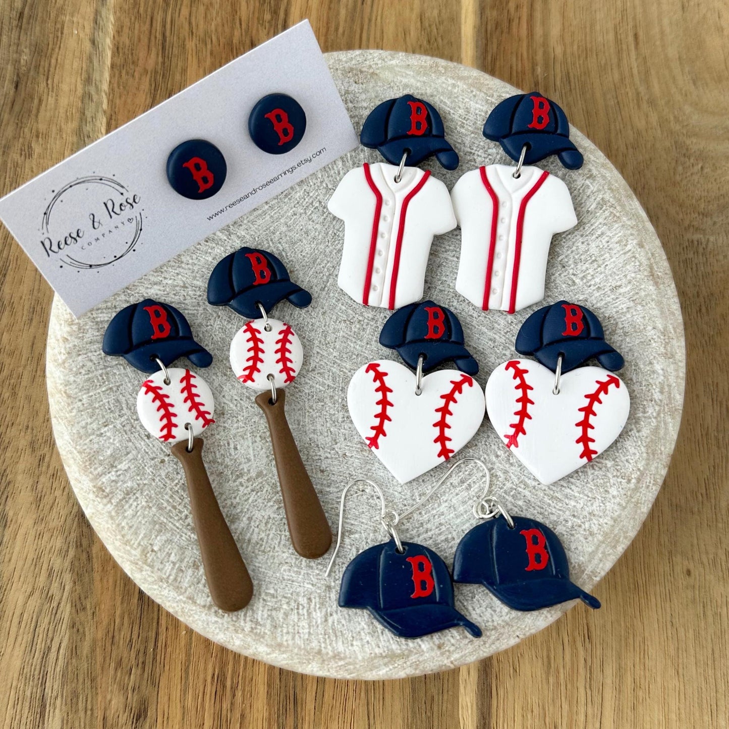 Boston Red Sox Baseball Earrings