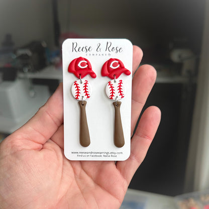 Cincinnati Reds Baseball Earrings