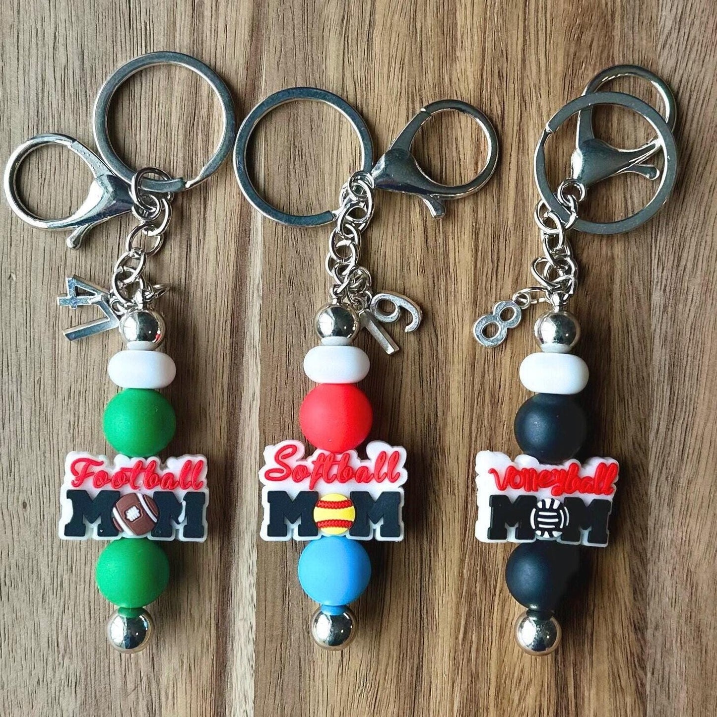 Sports Mom Keychain / Baseball / Soccer / Softball / Volleyball / Football / Lacrosse / Wrestling / Track / Cheer / Dance / Band / Team Fan